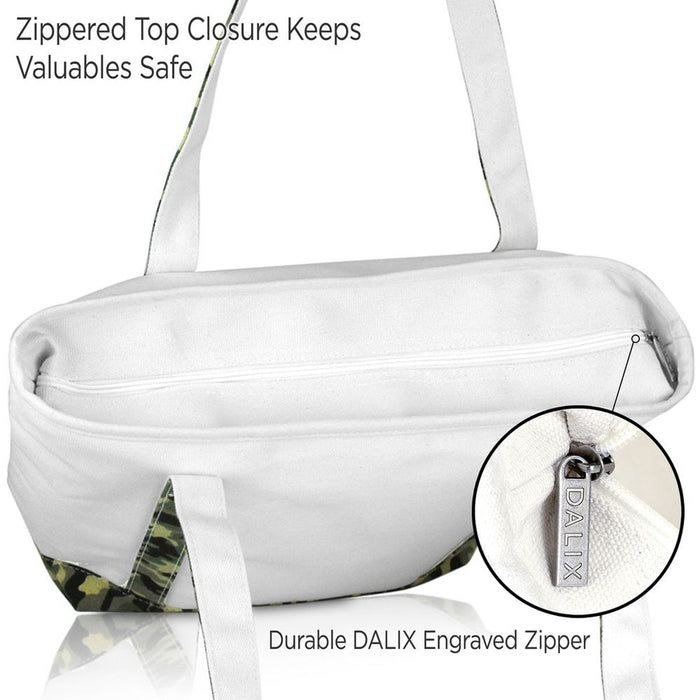 Dalix  Daily Shoulder Tote Bag Premium Cotton Canvas