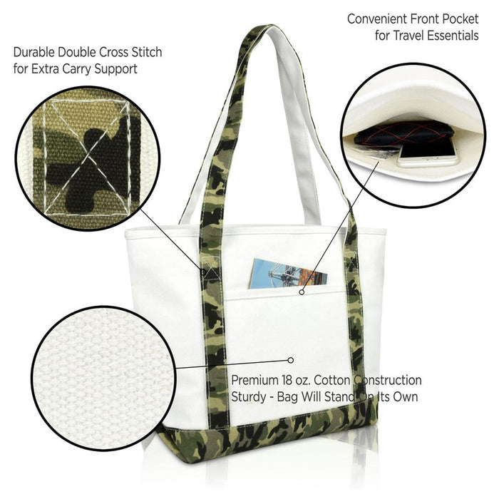 Dalix  Daily Shoulder Tote Bag Premium Cotton Canvas