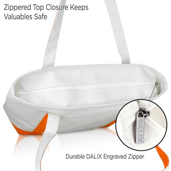 Dalix  Daily Shoulder Tote Bag Premium Cotton Canvas