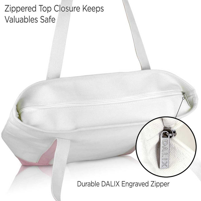 Dalix  Daily Shoulder Tote Bag Premium Cotton Canvas