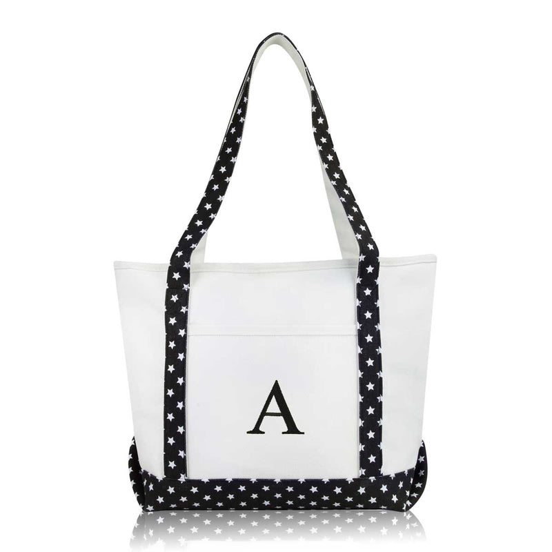 Dalix Medium Personalized Tote Bag Monogrammed Initial Letter - A