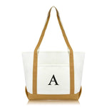 Dalix Medium Personalized Tote Bag Monogrammed Initial Letter - A