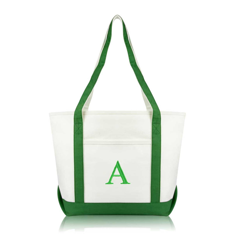 Dalix Medium Personalized Tote Bag Monogrammed Initial Letter - A