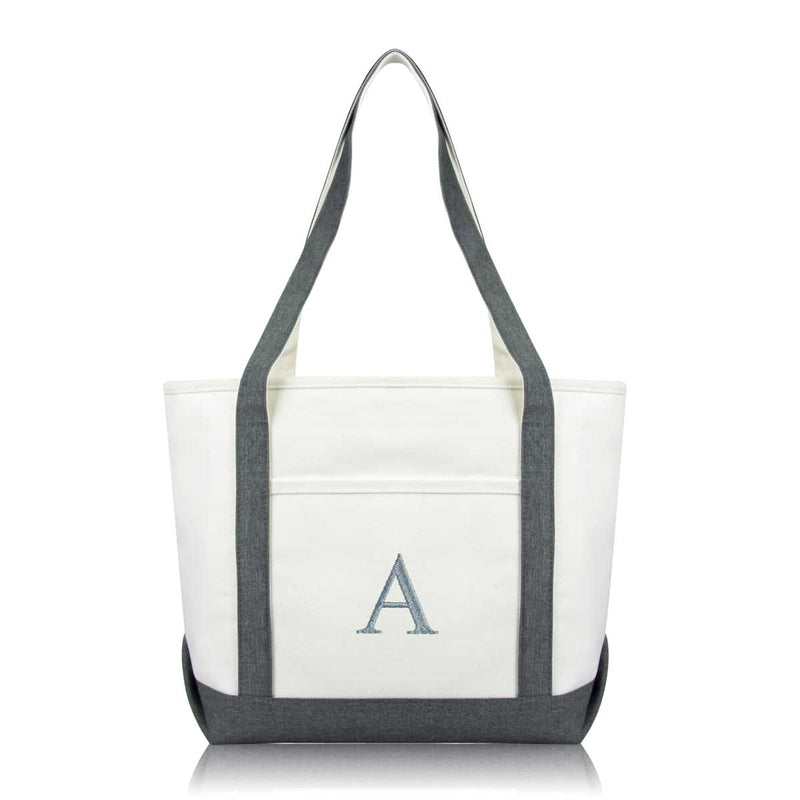 Dalix Medium Personalized Tote Bag Monogrammed Initial Letter - A
