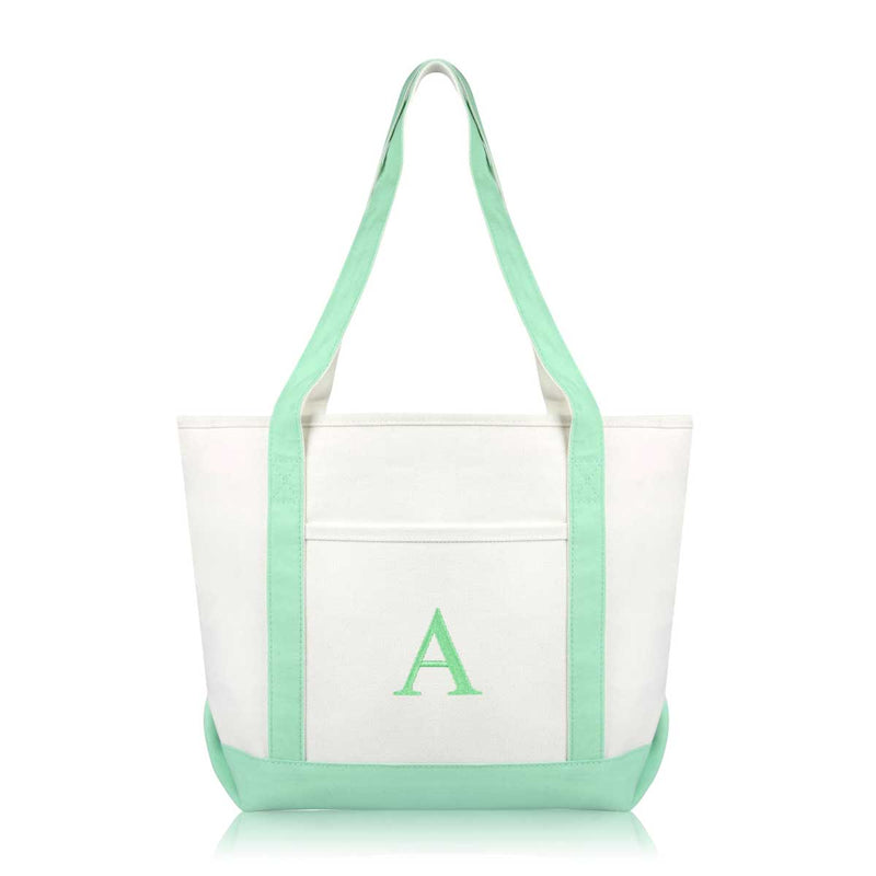 Dalix Medium Personalized Tote Bag Monogrammed Initial Letter - A