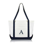 Dalix Medium Personalized Tote Bag Monogrammed Initial Letter - A