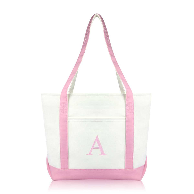 Dalix Medium Personalized Tote Bag Monogrammed Initial Letter - A