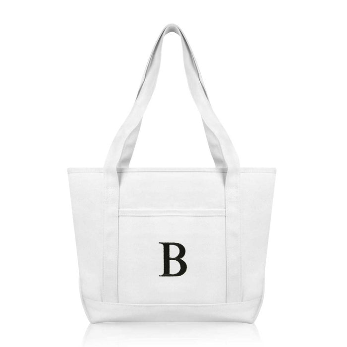 Dalix Medium Personalized Tote Bag Monogrammed Initial Letter - B