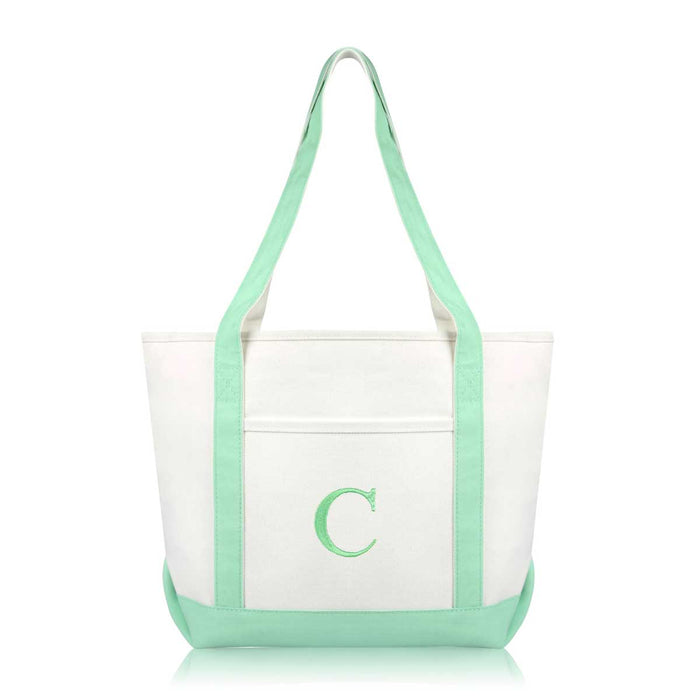 Dalix Medium Personalized Tote Bag Monogrammed Initial Letter - C