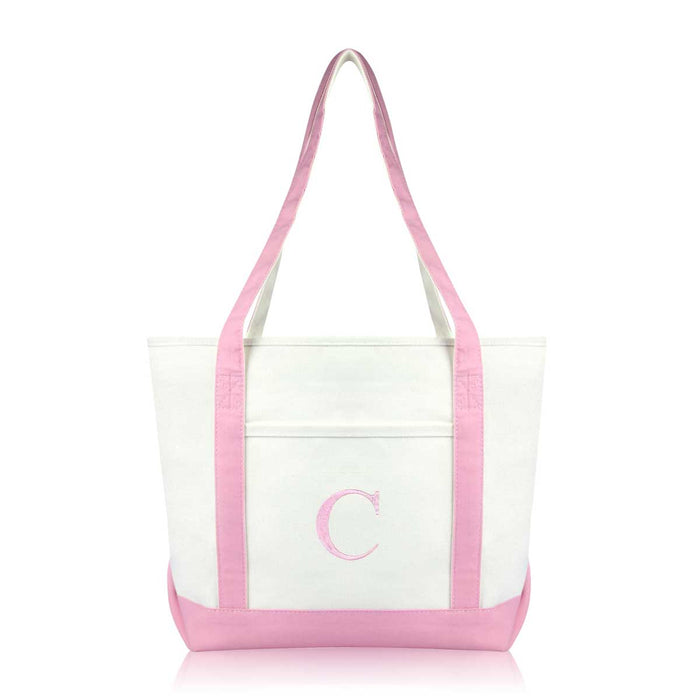 Dalix Medium Personalized Tote Bag Monogrammed Initial Letter - C