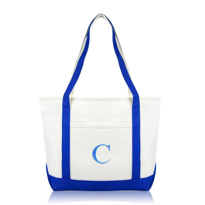 Dalix Medium Personalized Tote Bag Monogrammed Initial Letter - C