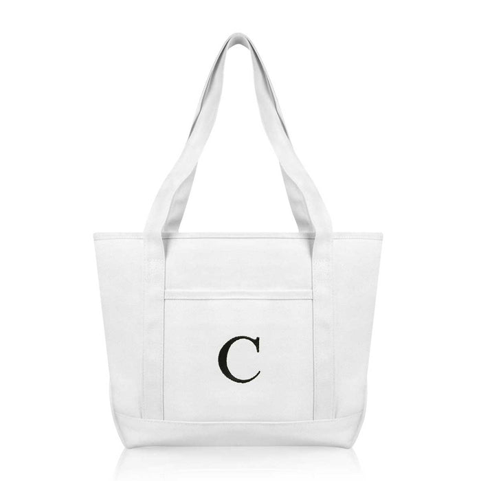 Dalix Medium Personalized Tote Bag Monogrammed Initial Letter - C