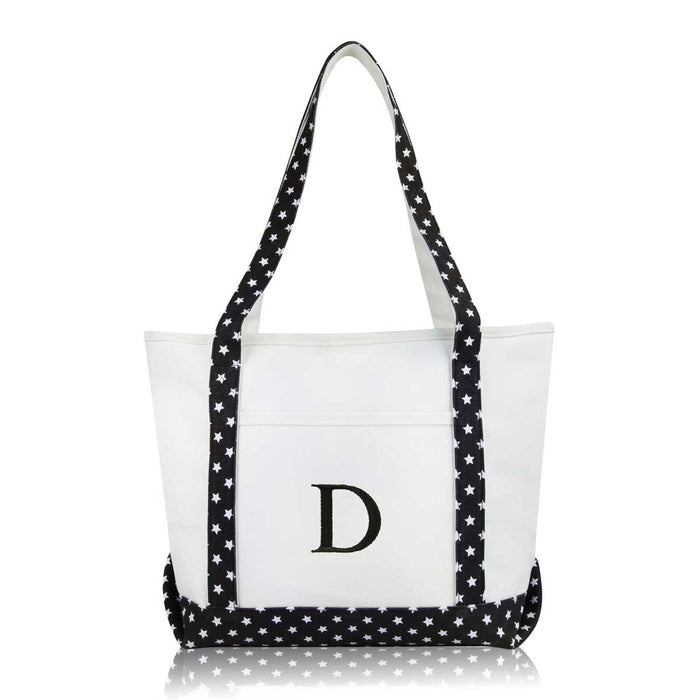 Dalix Medium Personalized Tote Bag Monogrammed Initial Letter - D