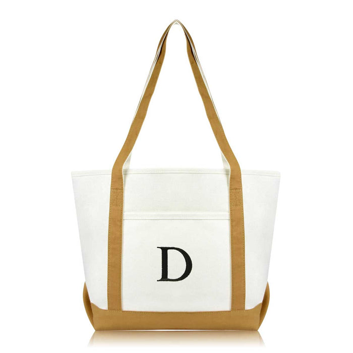 Dalix Medium Personalized Tote Bag Monogrammed Initial Letter - D