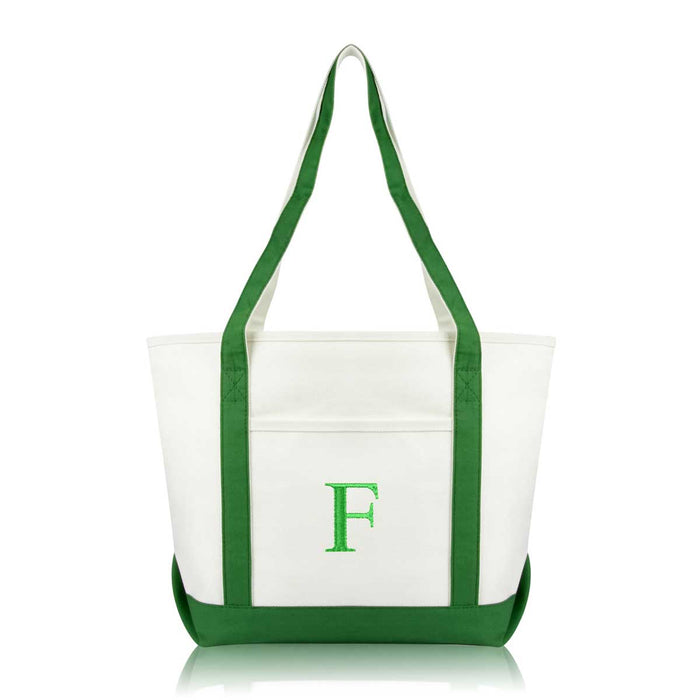 Dalix Medium Personalized Tote Bag Monogrammed Initial Letter - F