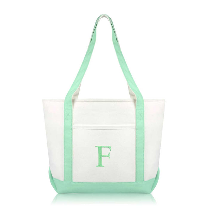 Dalix Medium Personalized Tote Bag Monogrammed Initial Letter - F