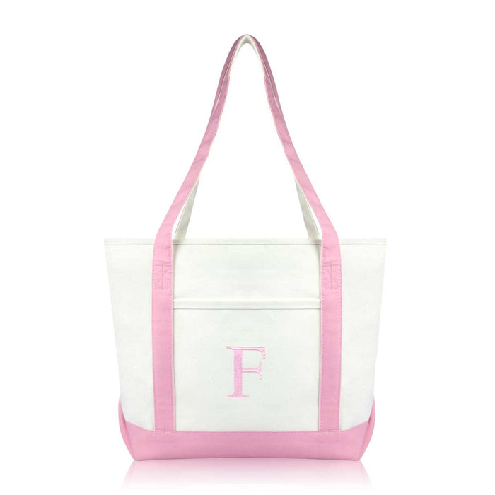 Dalix Medium Personalized Tote Bag Monogrammed Initial Letter - F