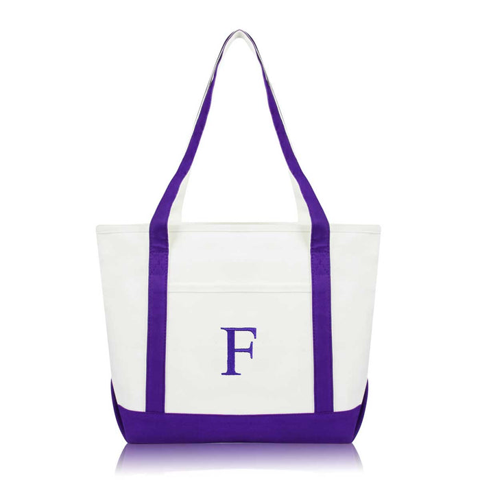 Dalix Medium Personalized Tote Bag Monogrammed Initial Letter - F