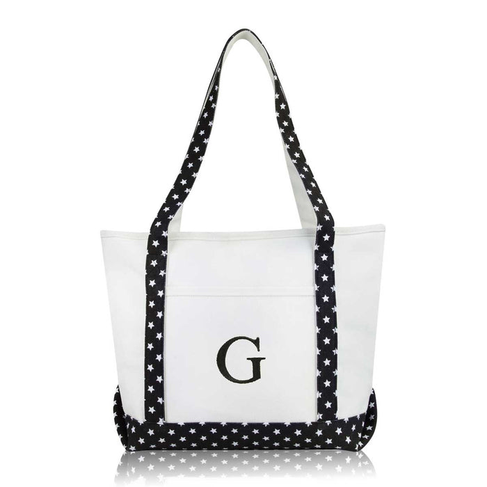 Dalix Medium Personalized Tote Bag Monogrammed Initial Letter - G