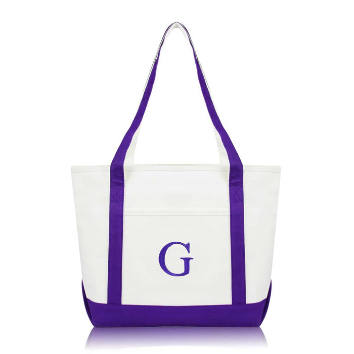 Dalix Medium Personalized Tote Bag Monogrammed Initial Letter - G
