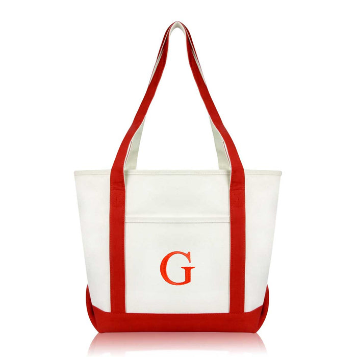 Dalix Medium Personalized Tote Bag Monogrammed Initial Letter - G