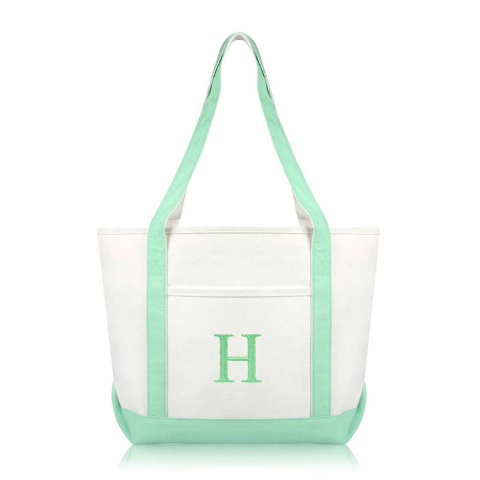 Dalix Medium Personalized Tote Bag Monogrammed Initial Letter - H