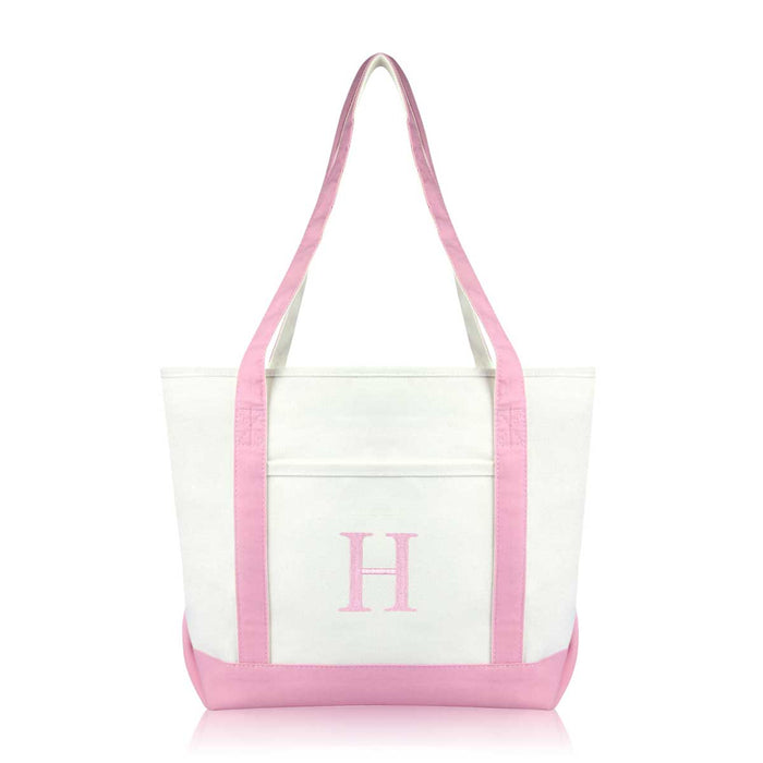 Dalix Medium Personalized Tote Bag Monogrammed Initial Letter - H