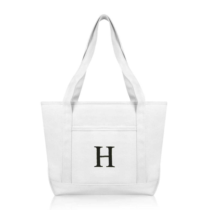 Dalix Medium Personalized Tote Bag Monogrammed Initial Letter - H