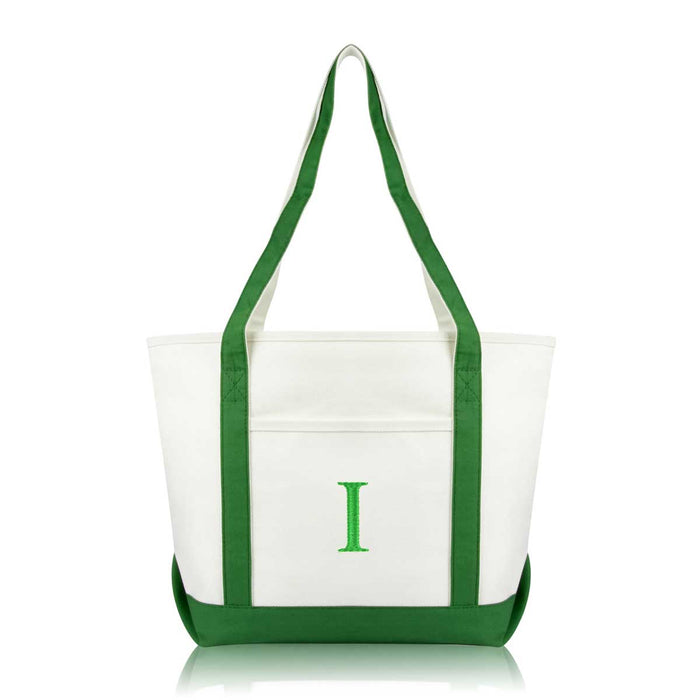 Dalix Medium Personalized Tote Bag Monogrammed Initial Letter - I