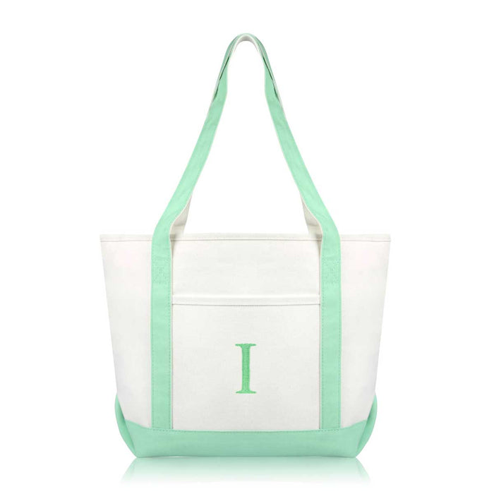 Dalix Medium Personalized Tote Bag Monogrammed Initial Letter - I