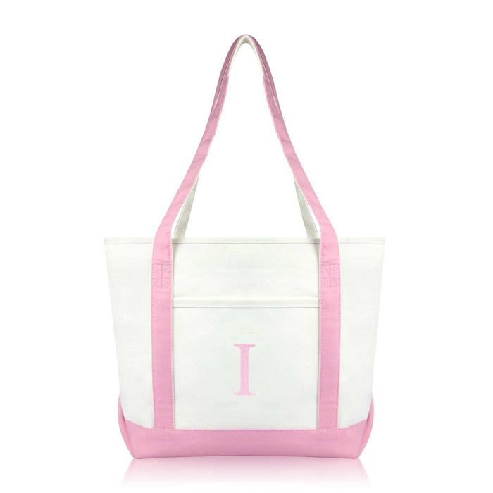 Dalix Medium Personalized Tote Bag Monogrammed Initial Letter - I