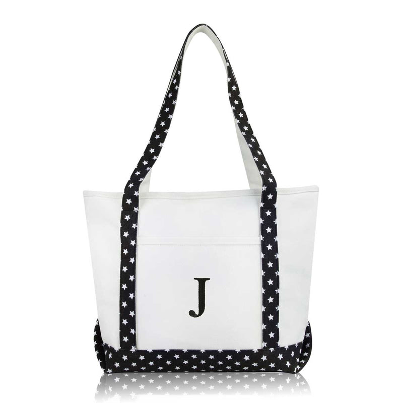 Dalix Medium Personalized Tote Bag Monogrammed Initial Letter - J