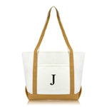 Dalix Medium Personalized Tote Bag Monogrammed Initial Letter - J