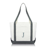 Dalix Medium Personalized Tote Bag Monogrammed Initial Letter - J