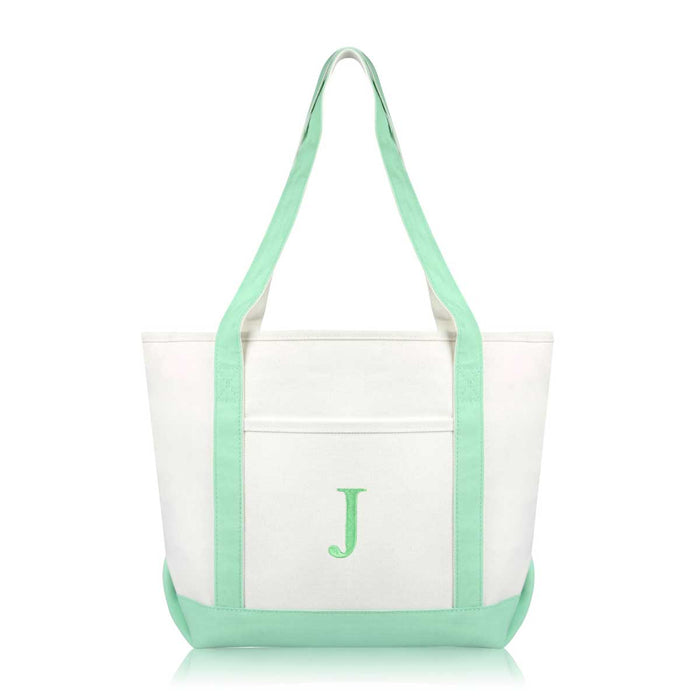 Dalix Medium Personalized Tote Bag Monogrammed Initial Letter - J