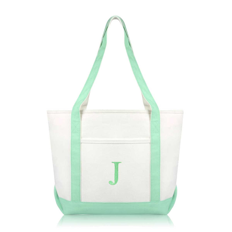 Dalix Medium Personalized Tote Bag Monogrammed Initial Letter - J