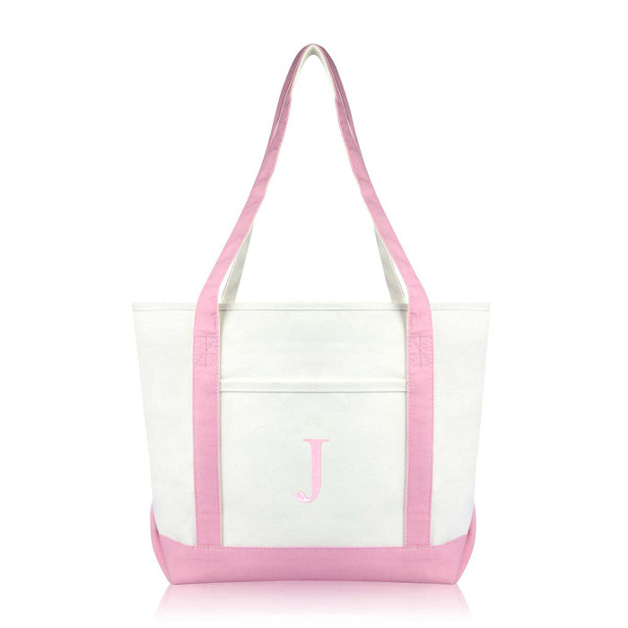 Dalix Medium Personalized Tote Bag Monogrammed Initial Letter - J