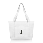 Dalix Medium Personalized Tote Bag Monogrammed Initial Letter - J