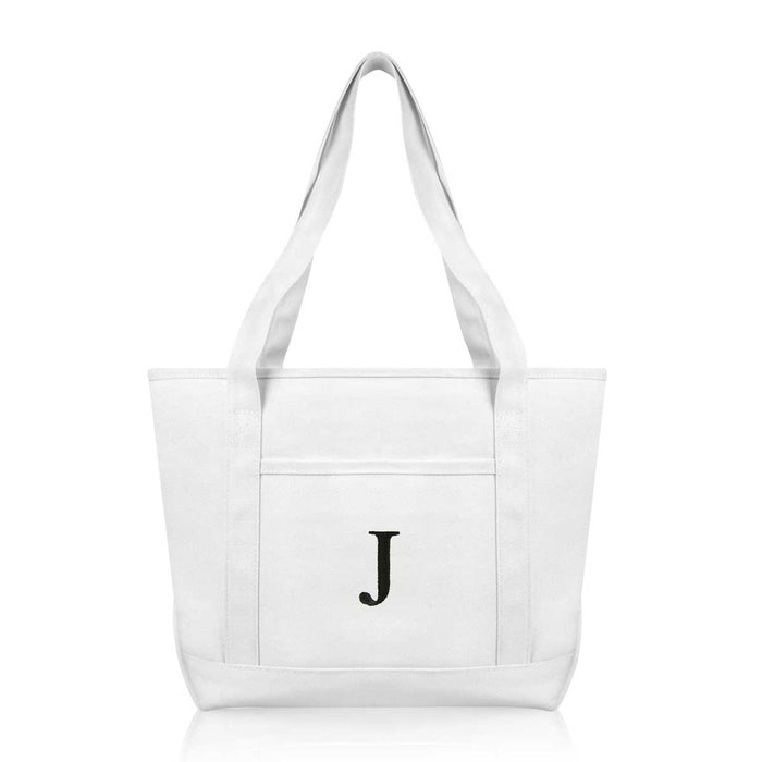 Dalix Medium Personalized Tote Bag Monogrammed Initial Letter - J