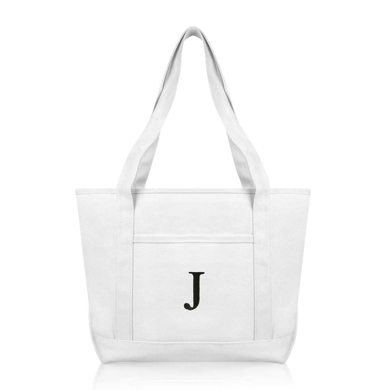 Dalix Medium Personalized Tote Bag Monogrammed Initial Letter - J