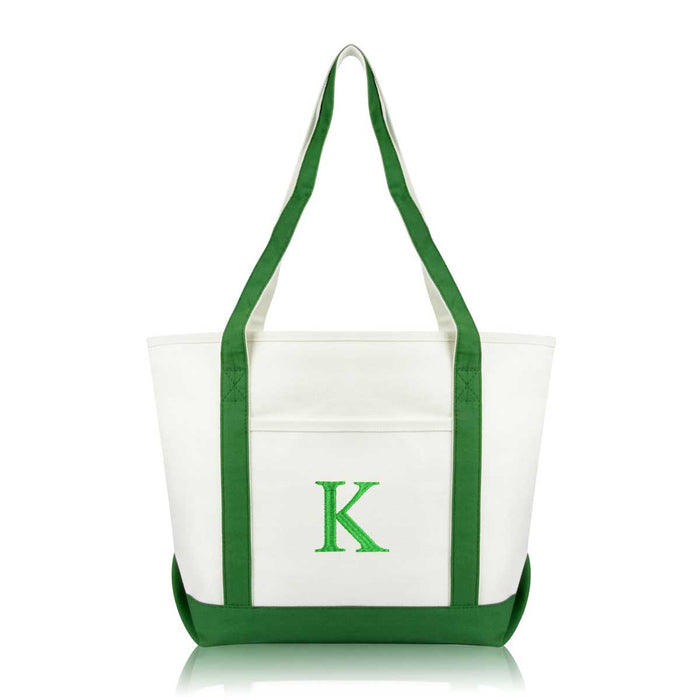 Dalix Medium Personalized Tote Bag Monogrammed Initial Letter - K