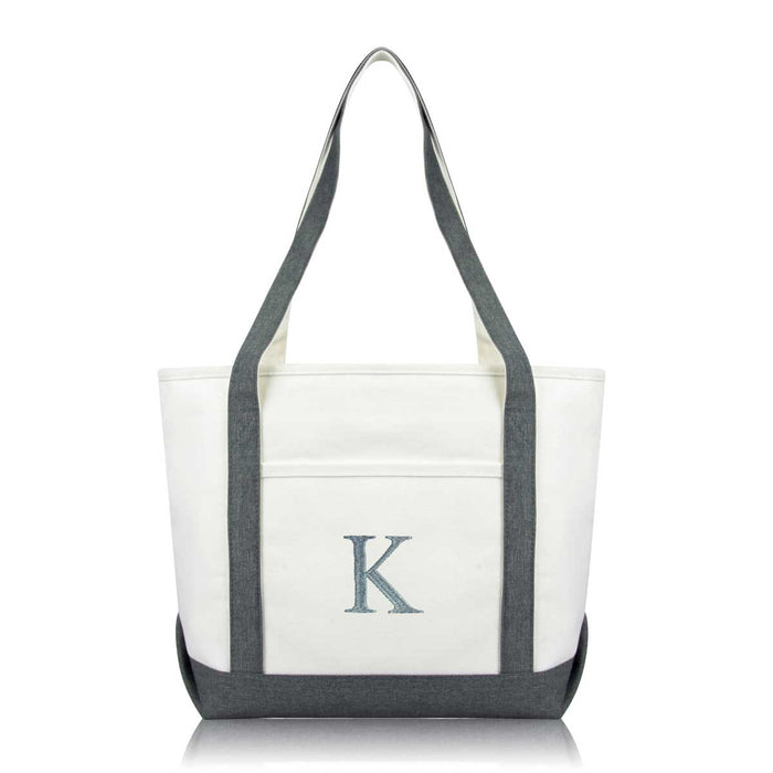 Dalix Medium Personalized Tote Bag Monogrammed Initial Letter - K