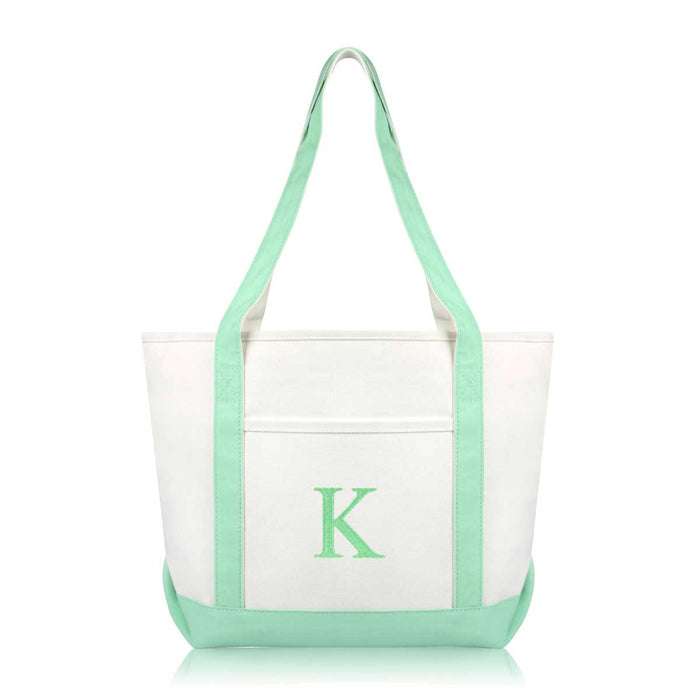 Dalix Medium Personalized Tote Bag Monogrammed Initial Letter - K
