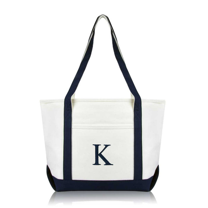 Dalix Medium Personalized Tote Bag Monogrammed Initial Letter - K
