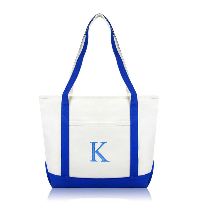Dalix Medium Personalized Tote Bag Monogrammed Initial Letter - K