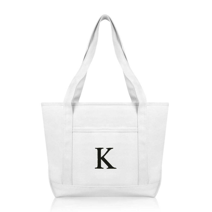 Dalix Medium Personalized Tote Bag Monogrammed Initial Letter - K