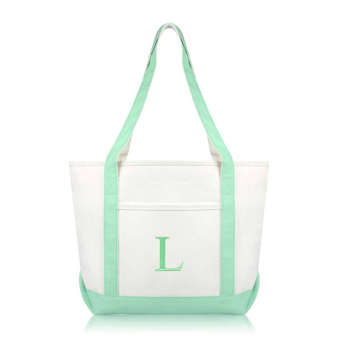 Dalix Medium Personalized Tote Bag Monogrammed Initial Letter - L