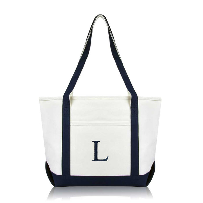 Dalix Medium Personalized Tote Bag Monogrammed Initial Letter - L