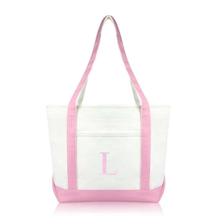 Dalix Medium Personalized Tote Bag Monogrammed Initial Letter - L