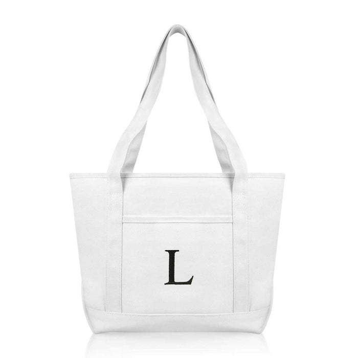Dalix Medium Personalized Tote Bag Monogrammed Initial Letter - L
